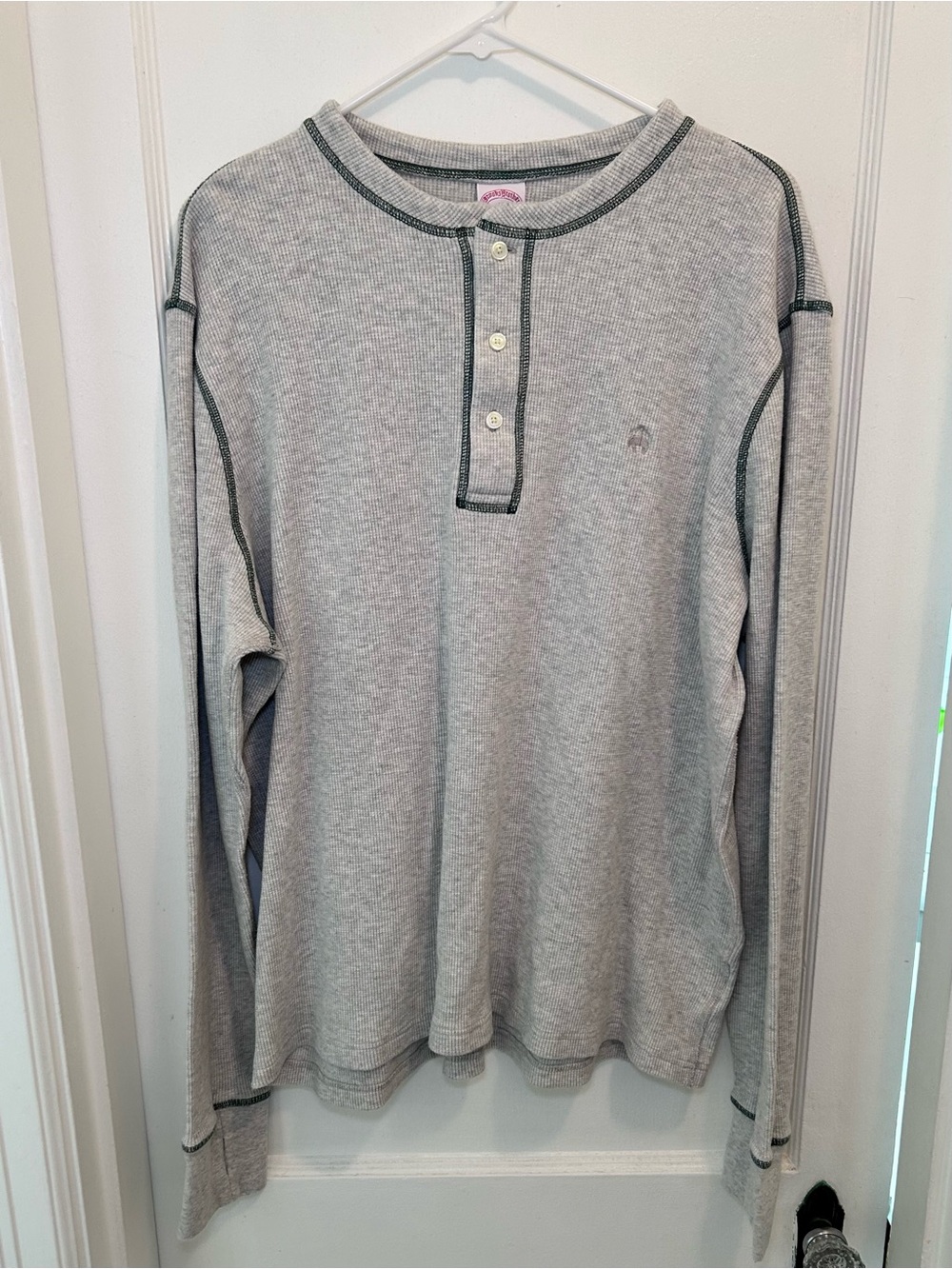 Brooks Brothers 1818 Gray Waffle Knit Thermal Henley Pullover Sweater Men’s XL